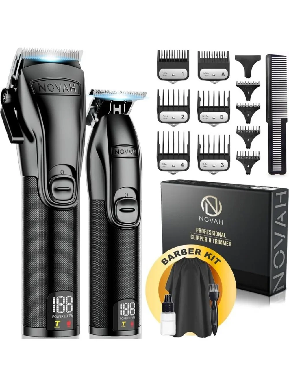 Professional Hair Clippers & Trimmer Set for Men - Cordless Barber Haircut Kit